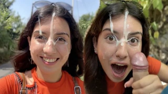 Public Blowjob in the Bushes with Stranger and Crazy Cumwalk Covered in Cum